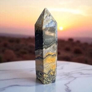 Bumblebee Jasper Tower | Vibrant Yellow Healing Crystal Point for Energy & Decor